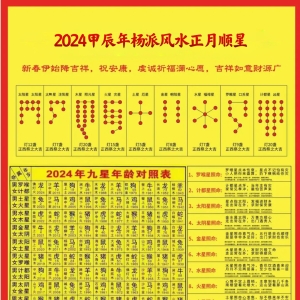 2024年九星照命对照表及九星照命化解法